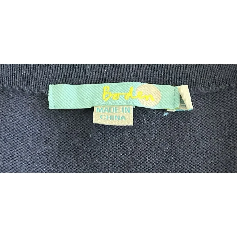 Boden Venice Sweater Dress Navy Wool Blend Embroidered‎ Ribbon Size U.S.  8R - Picture 6 of 8